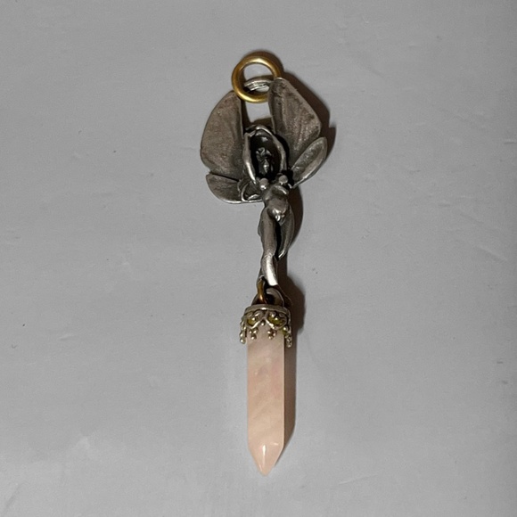 Angel with Rose Quartz Point Pendant - Picture 1 of 4